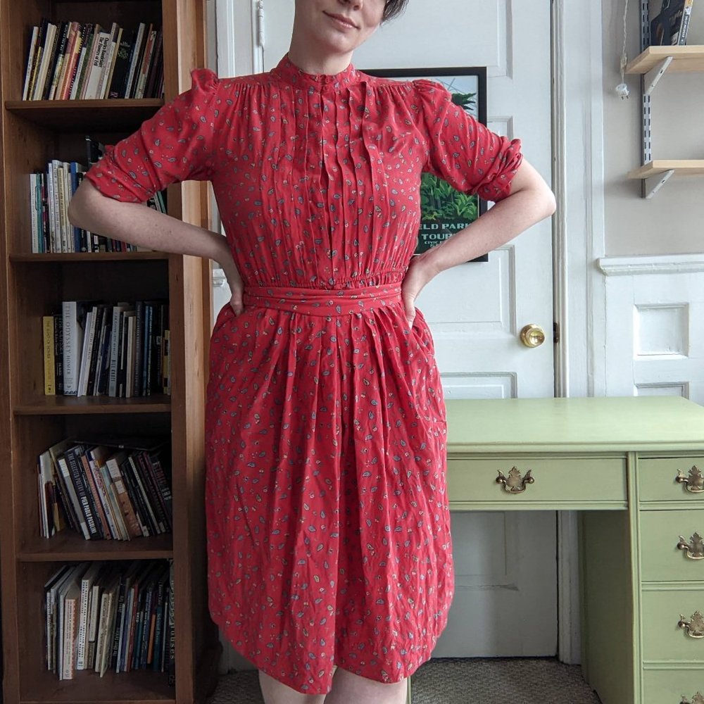 VINTAGE 80s silk secretary dress